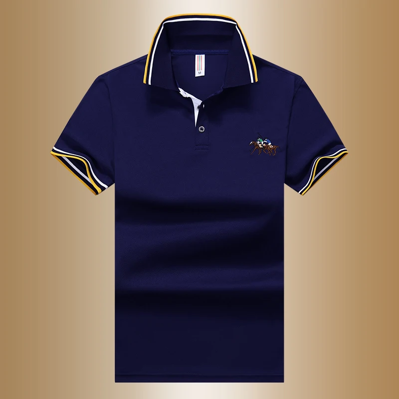 YIHUAHOO, Мужская рубашка поло, высокое качество, Мужская полиэфирная летняя рубашка с коротким рукавом, брендовые майки, поло, Para Hombre, размер M-4XL JCP-631 - Цвет: Синий