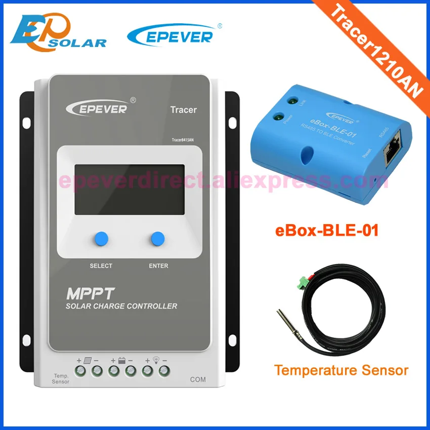 

10A MPPT solar controller LCD display built in charger 12V 24V battery BLE BOX and Temp sensor cable Tracer1210AN