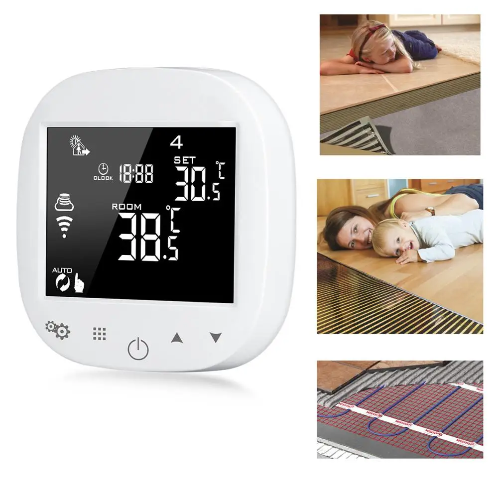 

Russian Multiple language Digital room smart home wifi control adjustable heating thermostat temperature control by IOS/Android