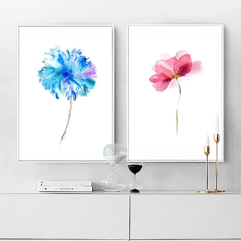 

Modern Watercolor Beautiful Plant Floral Flower Rose A4 Canvas Art Print Nordic Posters Wall Picture Home Decor Canvas Painting
