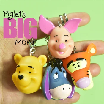 

24piece/lot 3.7cm cute blue Donkey Bear Tiger and Pig cute face keychain figure action toys