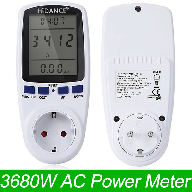 HiDANCE AC Power Meters 220v digital wattmeter eu energy meter watt ...