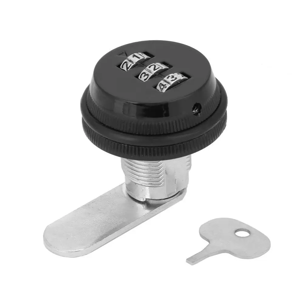 Черный Сплав цинка пароль комбинации Camlock шкафчик трехзначный пропуск код протектор хорошее качество - Цвет: Черный