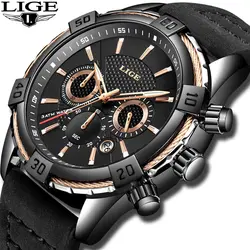 2019 часы LIGE мужские s часы лучший бренд класса люкс мужские повседневные кожаные водонепроницаемые Хронограф Мужские Спортивные кварцевые
