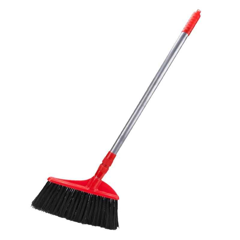 Retractable Broom thickening stainless steel rod broom Red Free