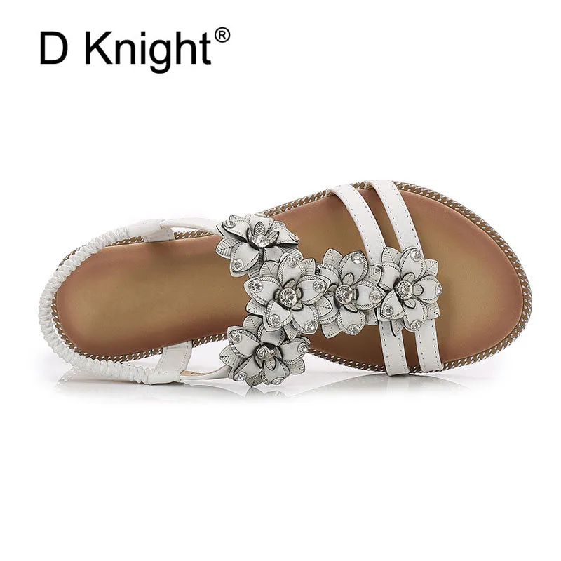 Fashion pu Leather Sandals Women Bohemian Summer Ladies Casual shoes woman Rhinestone Appliques Female Beach Shoes Flat Sandals (6)