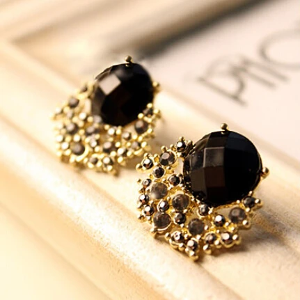 Free Shipping 10 Mix Order New Fashion Vintage Luxury Black Stone Free Shipping 10 Mix Order New Fashion Vintage Luxury Black Stone Gem Crystal Stud Women Earring E72 Jewelry In Earrings From Accessories
