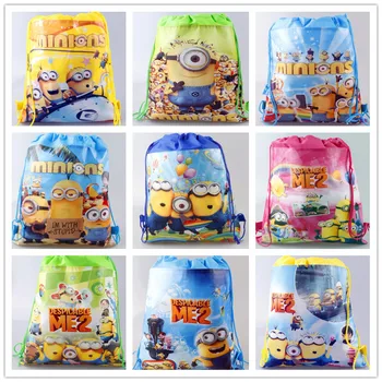 

10pcs/lot of Carton non-woven fabrics of Me2 minion, drawstring backpack, event & party gift bag, shopping bag non-woven fabric