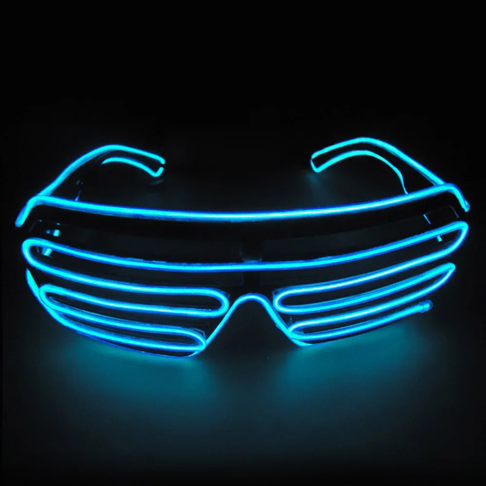 Neon LED Glasses EL Wire Light Up Shutter Glasses Fashionable W/Driver Decoration for Costume Party Halloween Christmas Gifts - Цвет: Type1 Blue