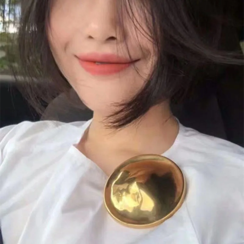 

Europe and American Show Models INS Exaggerated Mirror Medal Round Brooch