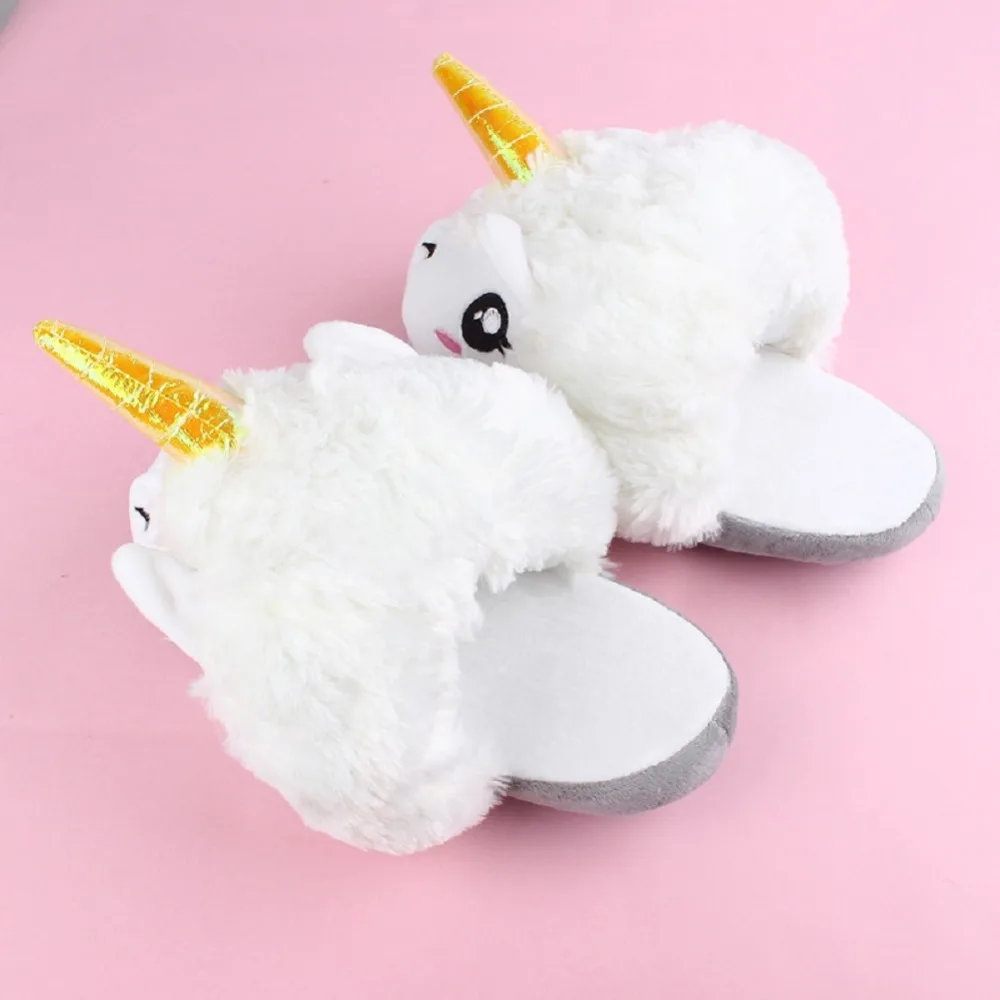 New Women Shoes Female Slippers For Home Use Fantasy White Unicorn Plush Cotton Slipper Slip On Adult Size House Indoor Slippers (14)