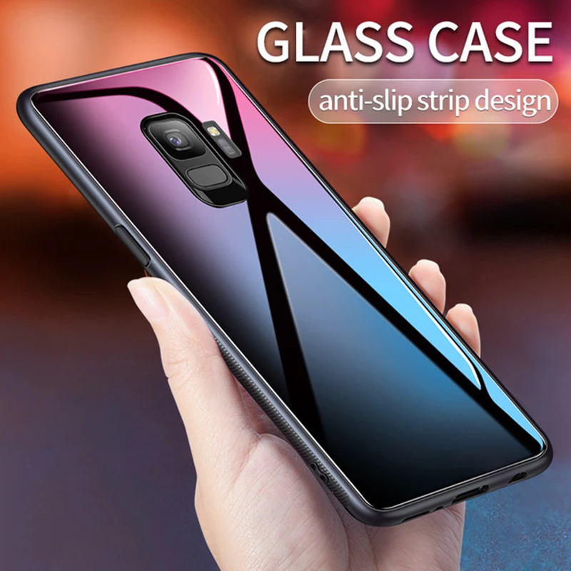 

Tempered Glass Case For Samsung Galaxy S10 Plus Cover Note 8 9 Luxury Colorful Back Glass Case For Samsung S8 S9 Plus S10 Lite