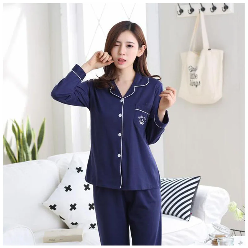 Women Pajamas Autumn Winter Cotton Pajamas Set Long Sleeve