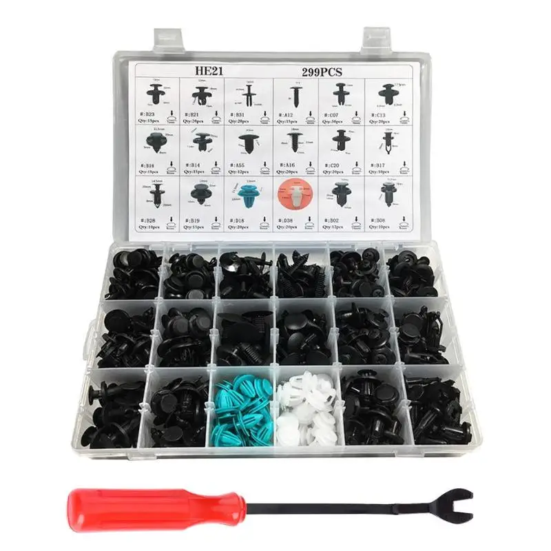 VODOOL 299Pcs/Set Universal Car Auto Body Plastic Push Pin Rivet