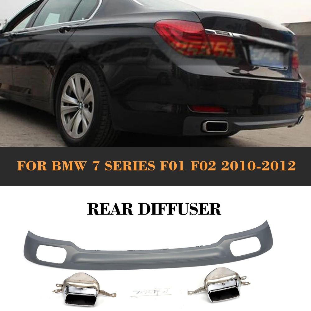 

7 Series Rear Bumper lip diffuser with Exhaust muffle tips for BMW 730 740 standard bumper 2010-2012