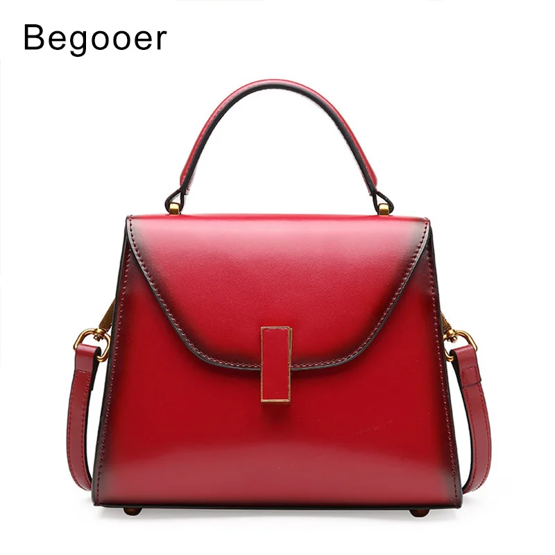 

BEGOOER Luxury Designe Genuine Leather Handbag for Women Retro Shoulder Bags Top-handle Small Flap Bag Crossbody Bag For Women