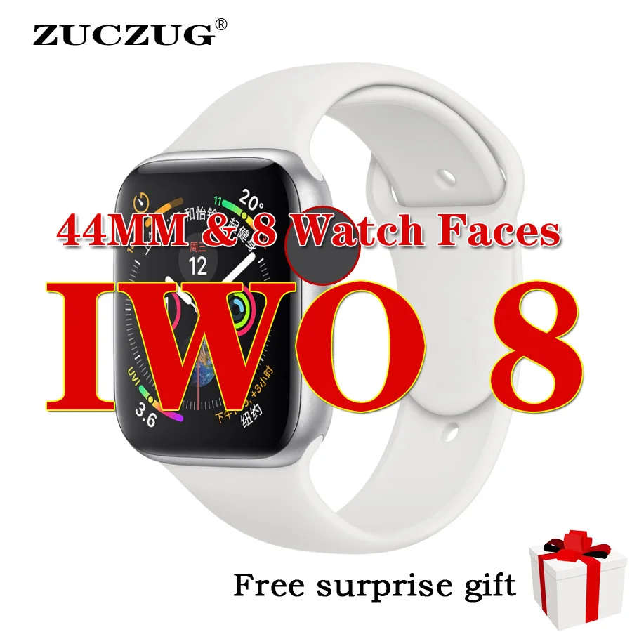 

ZUCZUG Bluetooth Smart Watch IWO 8 1:1 SmartWatch 44mm Case for Apple iOS Android Heart Rate ECG Pedometer IWO 6 Upgrade