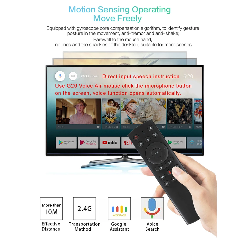 G20 Air Mouse Gyrocope smart Google Voice Sensing 2 4G IR Learning RF универсальный пульт дистанционного