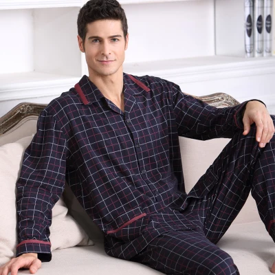 Мужские пижамы из хлопка с длинным рукавом, вязаные пижамы для сна на весну и осень, мужские пижамы для отдыха, Мужская пижама, большие размеры 4XL - Цвет: Фуксия