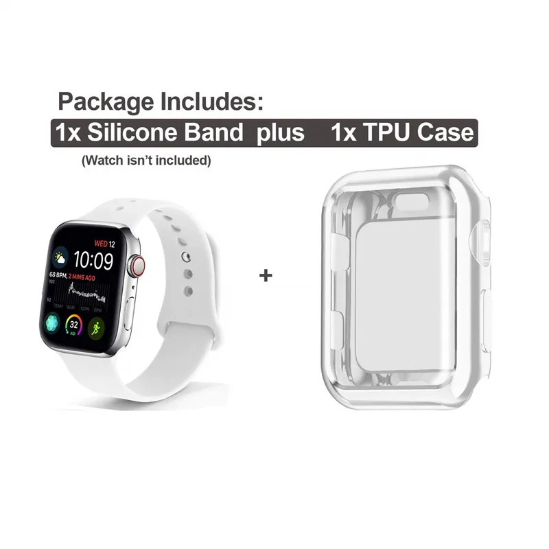 Ремешок для Apple Watch Series 4 44 мм 40 ремешок 1/2/3 38 42 силиконовый спортивный с ТПУ чехол