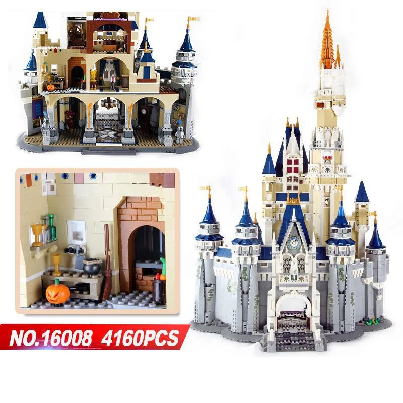 

Lepin 16008 4080PCS Cinderella Princess Castle City Sets Compatible 71040 Model Building Blocks Bricks Kids Girls Toys For Gifts
