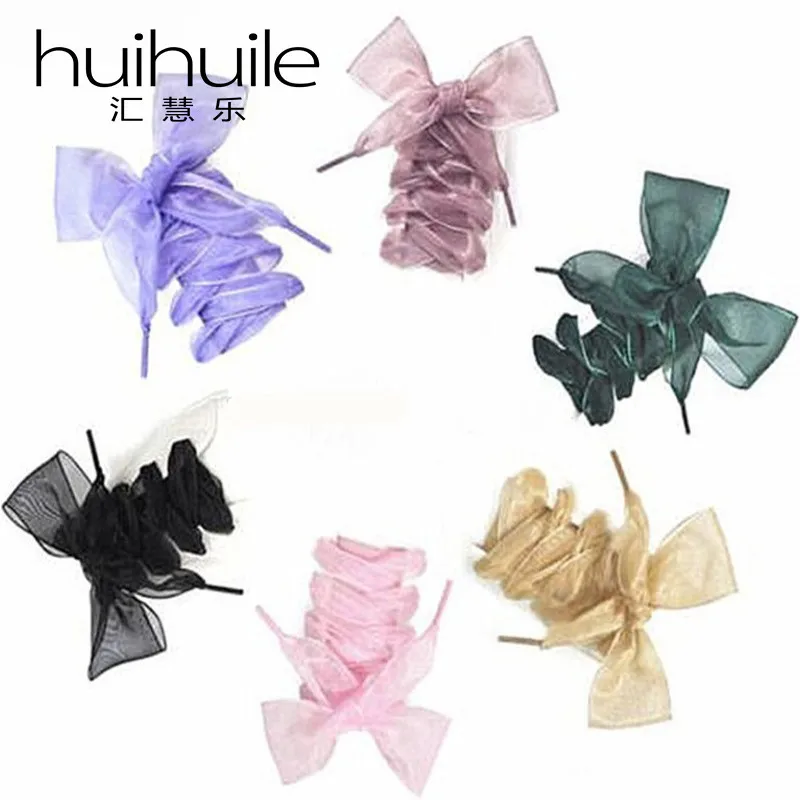 

1Pair 110CM Hot Sale New Fashion Shoes Trings Women Shoelaces Sneakers Bow Flat Silk Satin Ribbon Shoe Laces Free Shipping