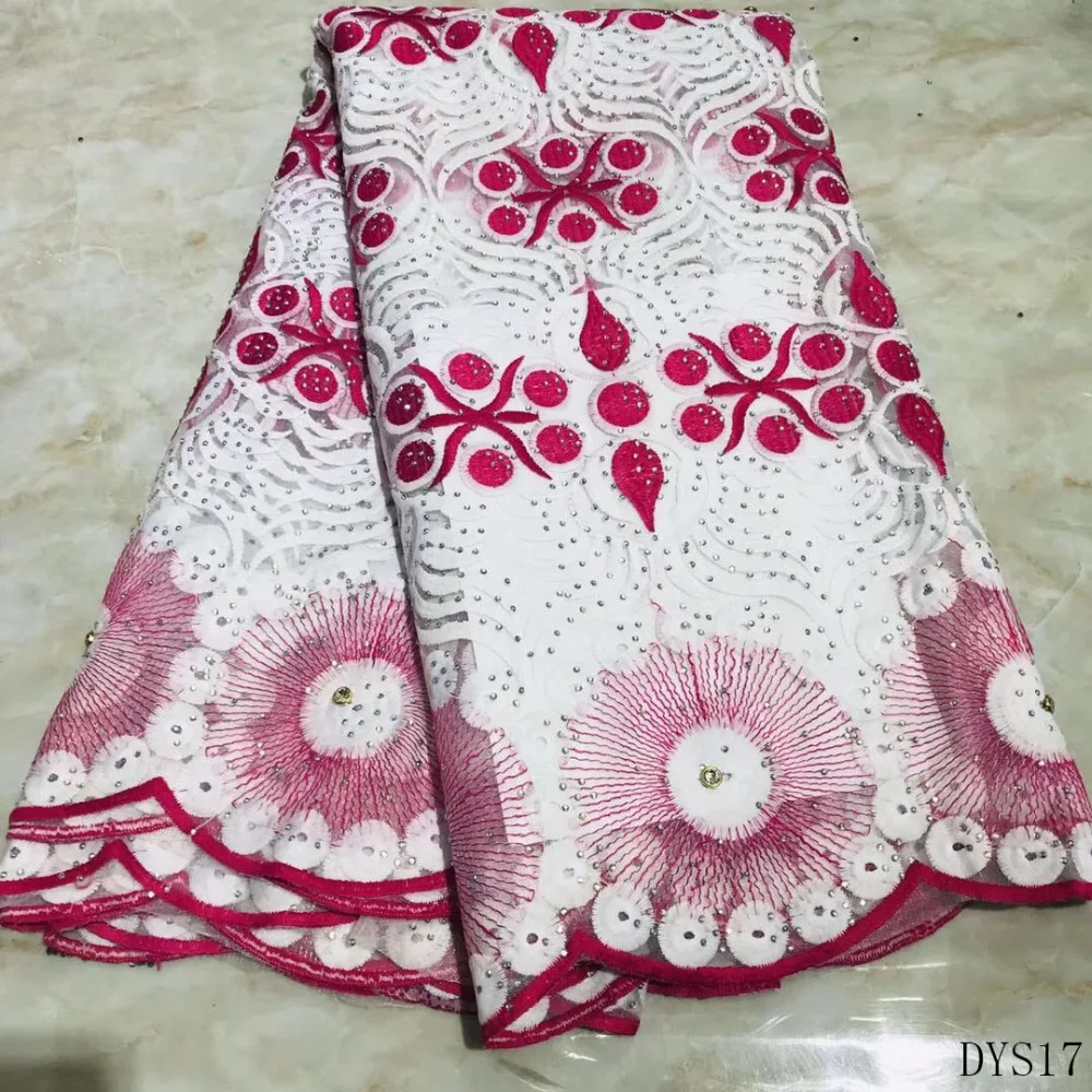 

Latest African Laces 2019 Embroidered Nigerian Laces Fabric High Quality Dubai French Mesh Lace Fabric 5 Yards DYS17