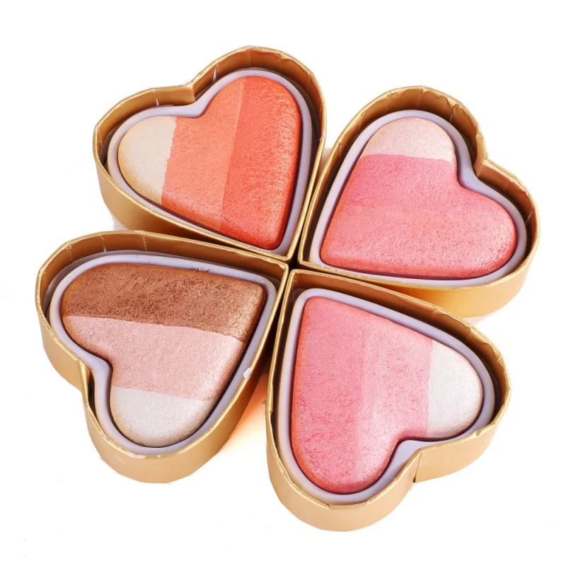 Гладкая палитра теней для век Shimmer Heart Shaped Blush Eye Shadow Makeup Cosmetic Blush Cream