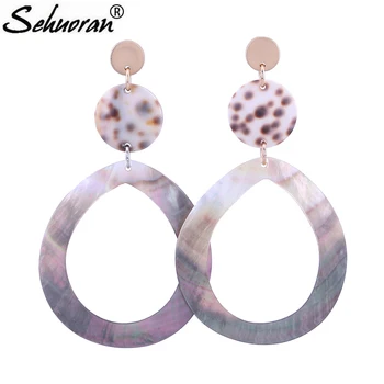 

Sehouran Long Drop Earrings For Woman Natural Ocean Tiger Shell Pendants Earrings Jewelry