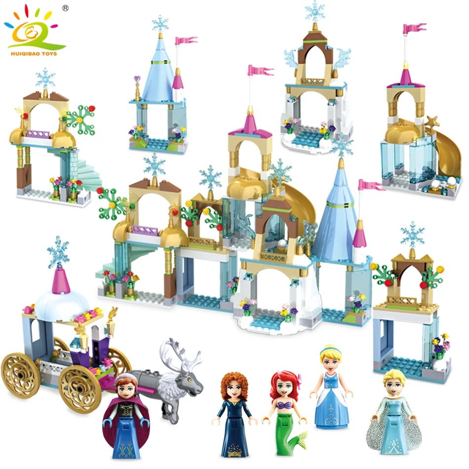 

6in1 Friends Princess Castle Dress Up Figures Building Block Compatible Legoed Friend City Enlighten Bricks Toys For Girl gift