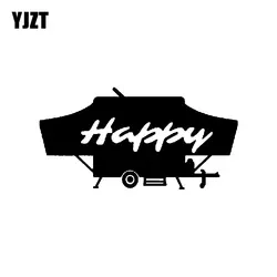 YJZT 16,3 см * 8,3 см мультфильм Happy Camper виниловые отражающей автомобильные Стикеры наклейки Черный/Серебряный C11-1343