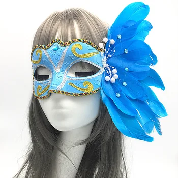 

10pcs/lot Masquerade Sexy Venetian Feather Mask Women Half Face Multi Color Princess Mask Sexy Hallowmas Feather Masks Decor