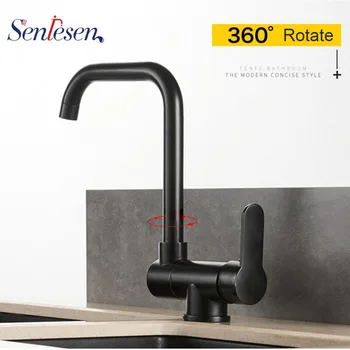 

304 stainless steel kitchen sink faucet Hot and Cold Water Space Aluminum Water mixer Tap 360 Degree Rotation
