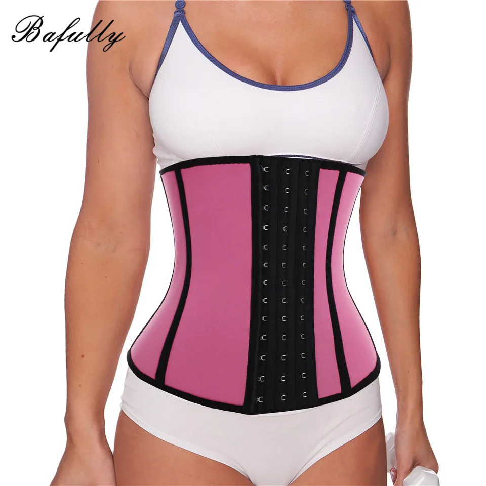 

Bafully Modeling Strap Neoprene Slimming Belt Body Shaper Sweat Waist Trainer Corset for Women Bodysuit Tummy Control 3 Hooks