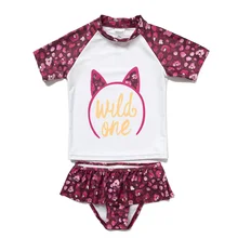 Для девочек UPF 50+ защита от солнца рашгарды из двух частей с солнцезащитным колпачком