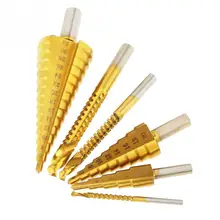 6 шт. Профессиональный титановый с покрытием HSS Шаг сверло и пилы сверла для металла/дерева 3 мм/0.12in, 6 мм/0.24in, 8 мм/0.21in