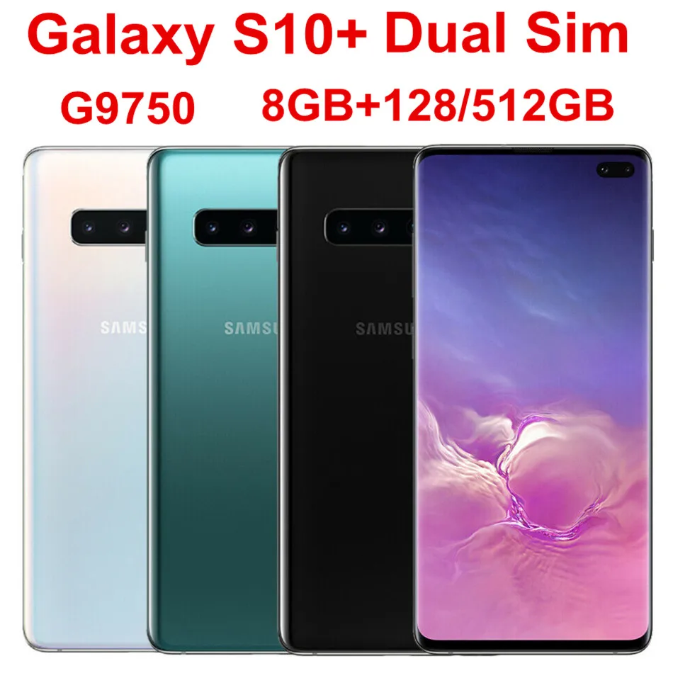 Мобильный телефон samsung Galaxy S10+ S10 Plus G9750 с двумя sim-картами, 8 Гб ОЗУ, 128 ГБ/512 Гб ПЗУ, четыре ядра, 6,4 дюйма, 5 камер Snapdragon 855, NFC