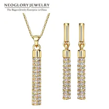 Neoglory sistemas nupciales de la joyería made with swarovski elements rhinestone chapado en oro collares pendientes para las mujeres de la boda 2017