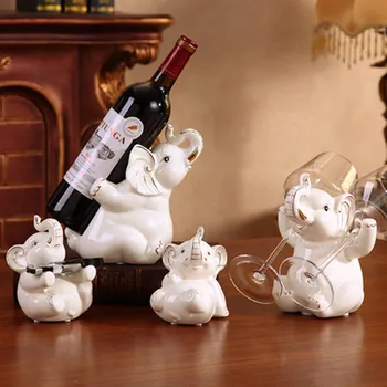 

Creative Wine Cabinet Ornaments European Style Simulation Elephant Ceramics Red Wine Rack Wine Glass Rack Home Decoration X1855