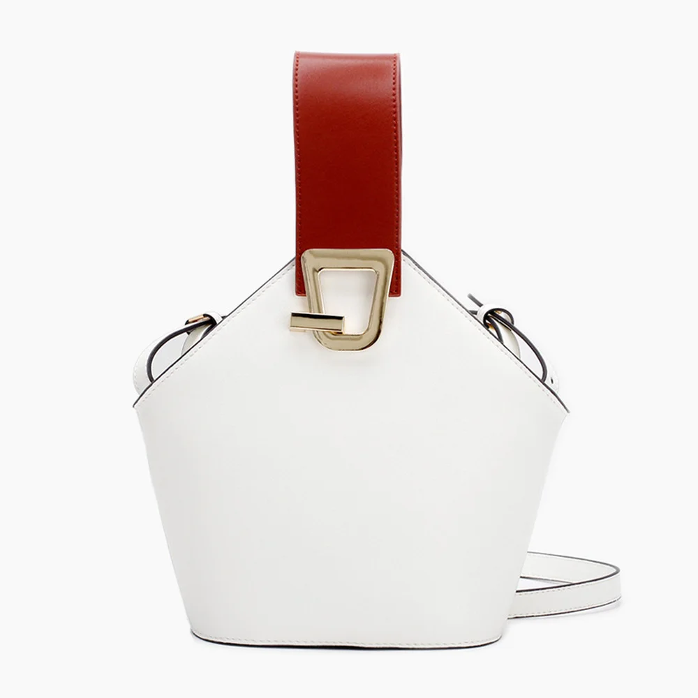 

2019 Spring /Summer New Wide Shoulder Straps Bucket Bags Simple Color Crash Handbag Soft Solid Messenger Elegant Leisure