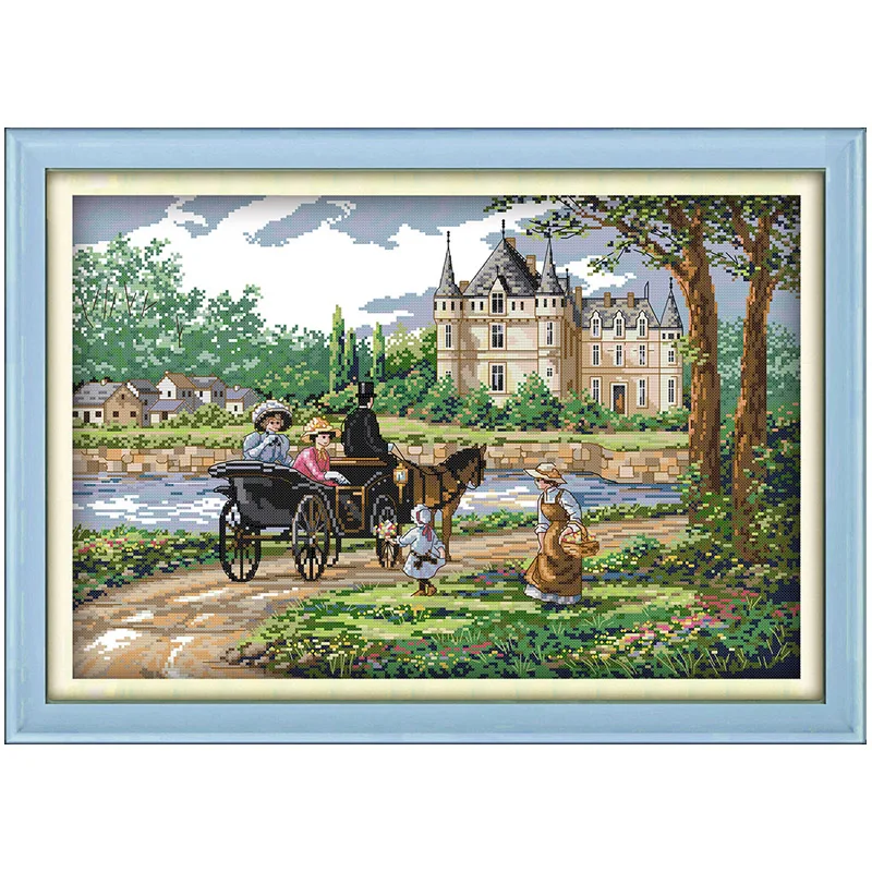 

Suburban Scenery Patterns Counted Cross Stitch 11 14CT Cross Stitch Set Wholesale Chinese Cross-stitch Kit Embroidery Needlework