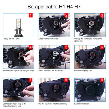 

4000LM Bulb H7 1 pair LED Car Headlights Waterproof 6000K IP68 Shockproof Heatproof Replacement Durable Practical