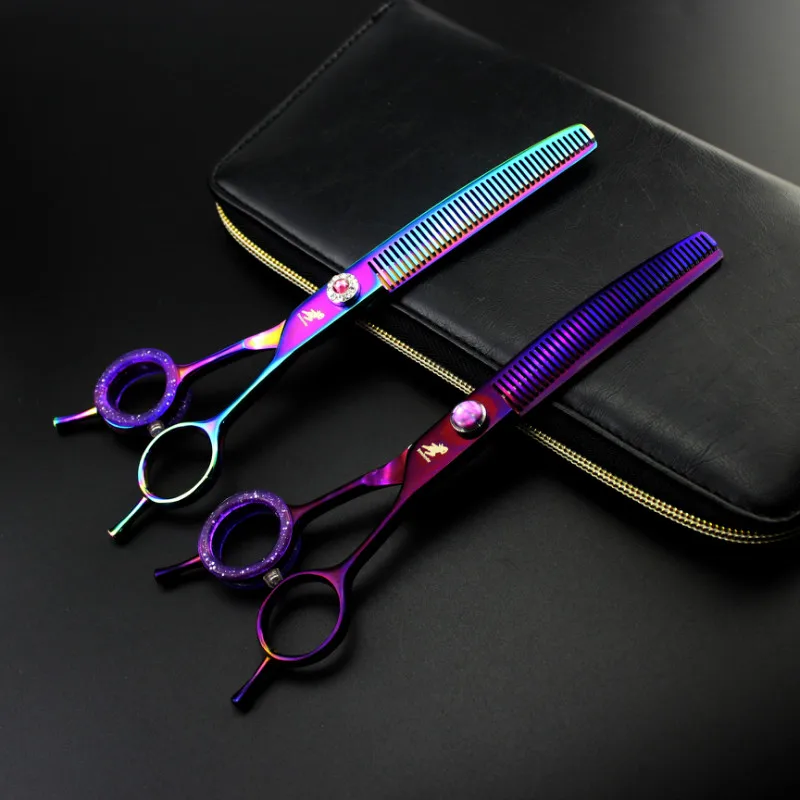 

Freelander 7.0inch Dog Hair Clippers Silver 9cr Scissors Downward Curved Thinning Pet Styling Tool Trimming Hair Shear with Bag