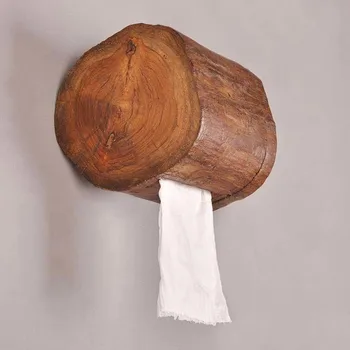 

Wood towel tube home hotel toilet roll toilet paper towel rack bathroom kitchen tray LO62321