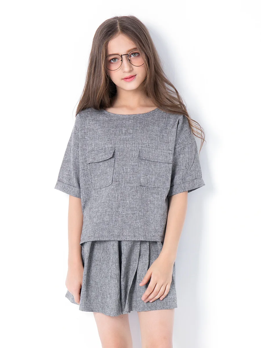 Комплект одежды для детей, одежда для девочек-подростков Детский костюм летняя футболка с вышивкой сетчатая юбка с блестками, костюм для девочек 12 лет