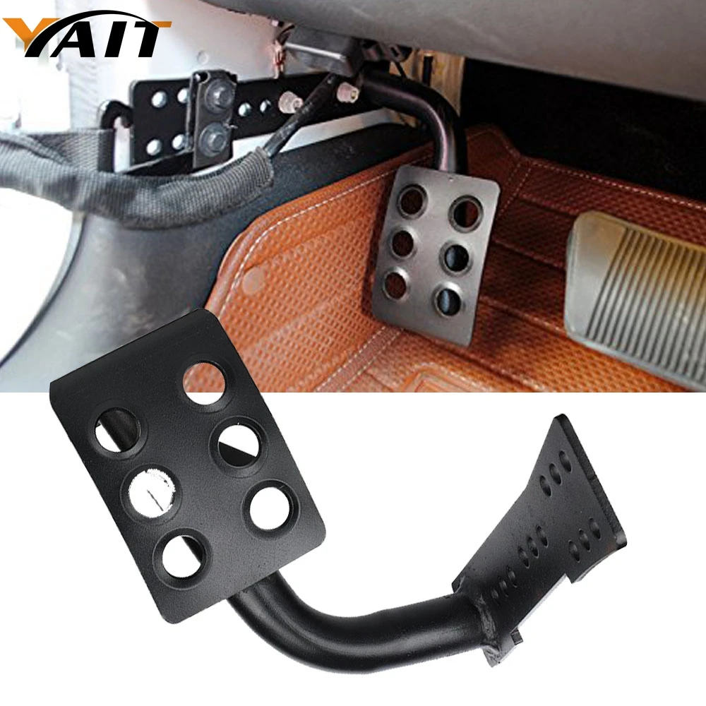 Yait 1pcs Black Metal Dead Pedal Left Side Foot Rest Kick Panel for