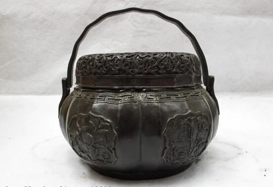 

Collectible bronze lion statue S0137 5 China Royal Palace Classic Copper orchid kep Box incense burner Censer stove B0403