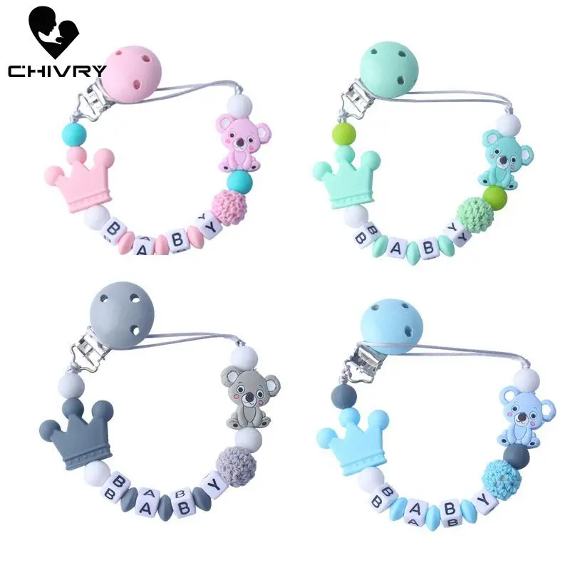 

Chivry Cute Koala Food Grade Silicone Baby Pacifier Clip Pacifier Chain Holder Baby Teething Soother Chew Toy Dummy Clips