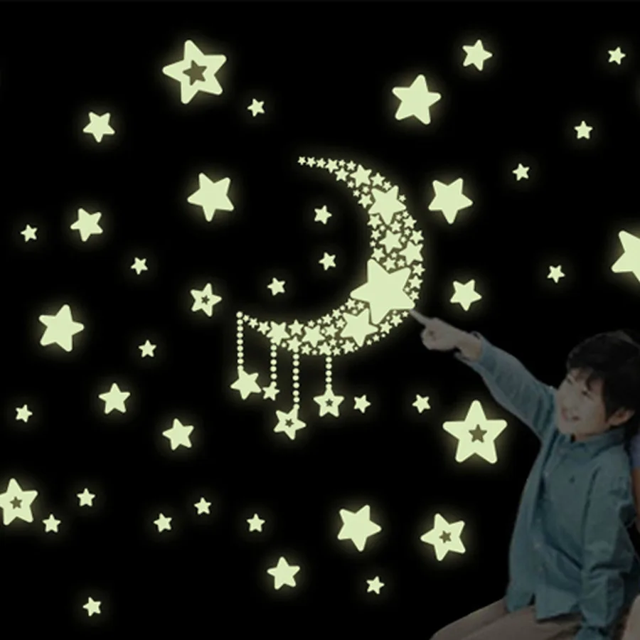 1 Set Star Planets Moon Glow In The Dark Toys Stickers Luminous DIY Kid Room PVC Sticker Home Toys for Children Christmas Gift 1 Set Star Planets Moon Glow In The Dark Toys Stickers Luminous DIY Kid Room PVC Sticker Home Toys for Children Christmas Gift