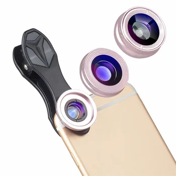 

230 degree fisheye wide-angle macro mobile phone lens Three-in-one set universal external mobile phone lens